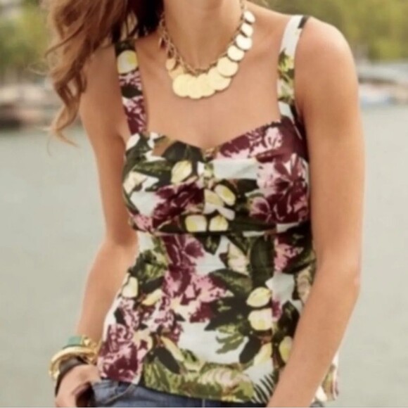 CAbi style #340 tropical tank, cotton/silk, criss cross straps, lined, size 10 - Picture 3 of 8